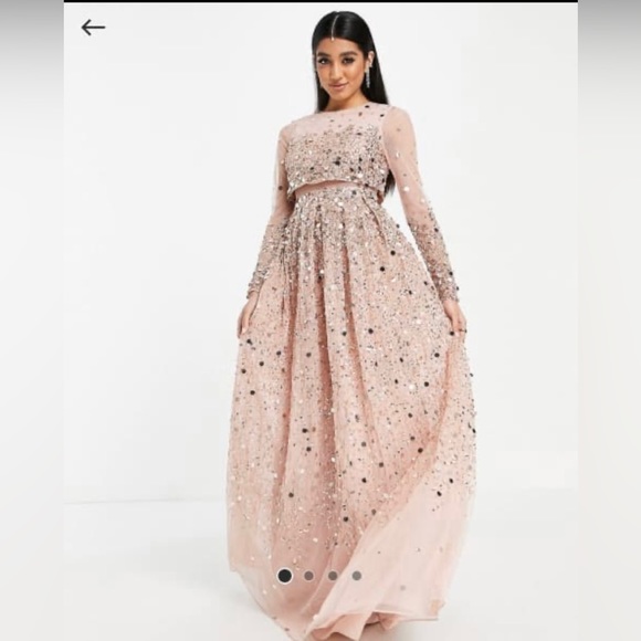 Dresses & Skirts - ASOS DESIGN full Sleeve Anarkali crop top Maxi dress size 12 NEW $150